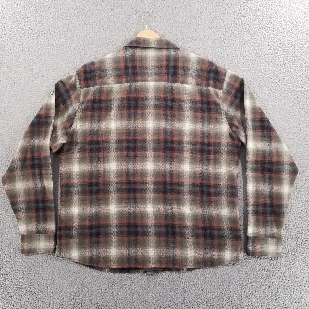 Kuhl Shirt Mens XL Brown Plaid The Law Flannel Outdoor Hiking Workwear Button Up